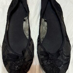 Elegant Black Lace mesh Ballet Flats